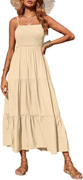 PRETTYGARDEN Women's Summer Maxi Dress 2026 Spaghetti Strap Sundresses | Boho Dress, Sleeveless, Smocked, Flowy Tiered A Line Long Dress, Beach Vacation, Party, Wedding Guest