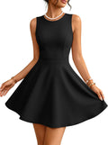 ZESICA Womens Crewneck A-Line Sleeveless Homecoming Party Mini Dress | Cocktail Dresses for Women, Fit & Flare, Wedding Guest Short Dress, Date Night Outfit, Homecoming Dress